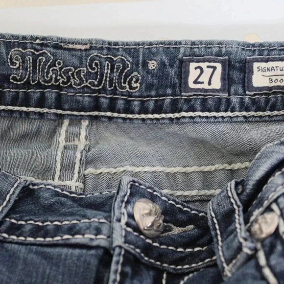 Miss me white stitch signature boot cut bling bootie jeans size 27 - Picture 2 of 11